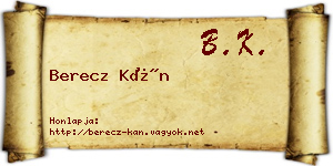 Berecz Kán névjegykártya